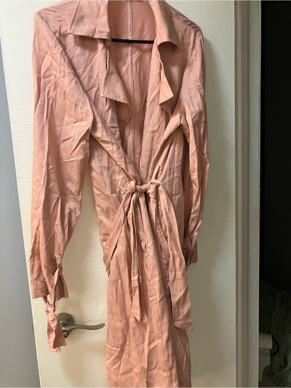 Women's Blush Pink Tie-Waist thin trench jacket